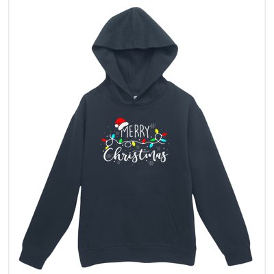 Merry Christmas Lights Red Santa Hat Xmas Family Urban Pullover Hoodie