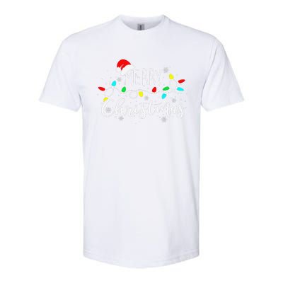 Merry Christmas Lights Red Santa Hat Xmas Family Softstyle CVC T-Shirt