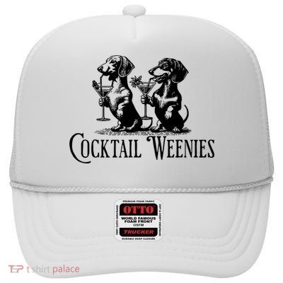 Martini Cocktail Lover Dachshund Cocktail Weenies Dachshund High Crown Mesh Back Trucker Hat