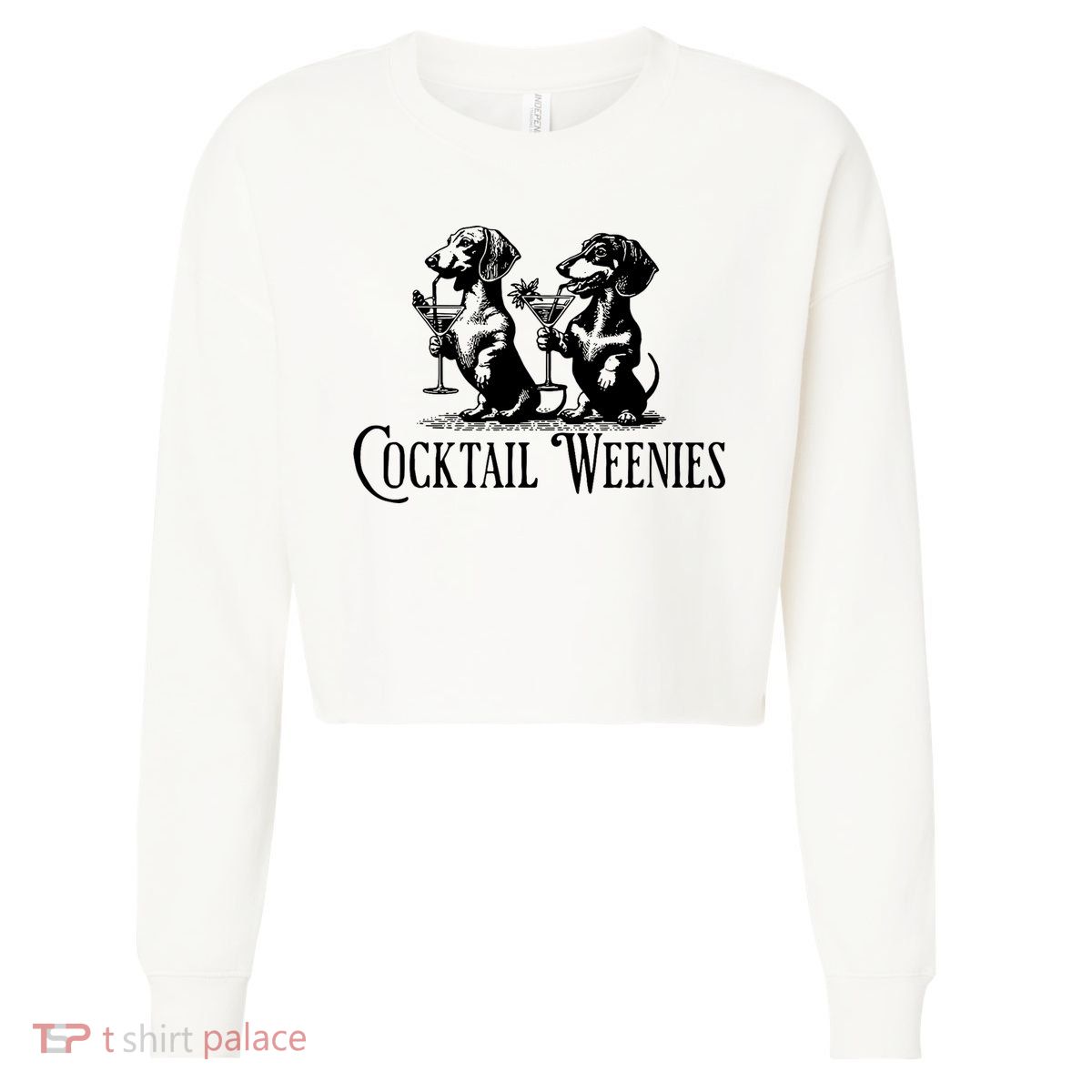Martini Cocktail Lover Dachshund Cocktail Weenies Dachshund Cropped Pullover Crew