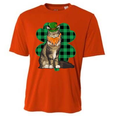 Maine Coon Leprechaun St Patricks Day Lucky Clover Gift Cooling Performance Crew T-Shirt