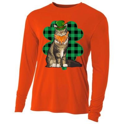 Maine Coon Leprechaun St Patricks Day Lucky Clover Gift Cooling Performance Long Sleeve Crew