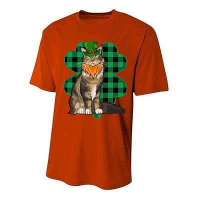 Maine Coon Leprechaun St Patricks Day Lucky Clover Gift Performance Sprint T-Shirt