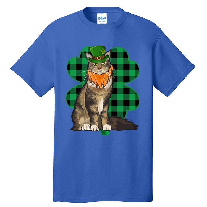 Maine Coon Leprechaun St Patricks Day Lucky Clover Gift Tall T-Shirt