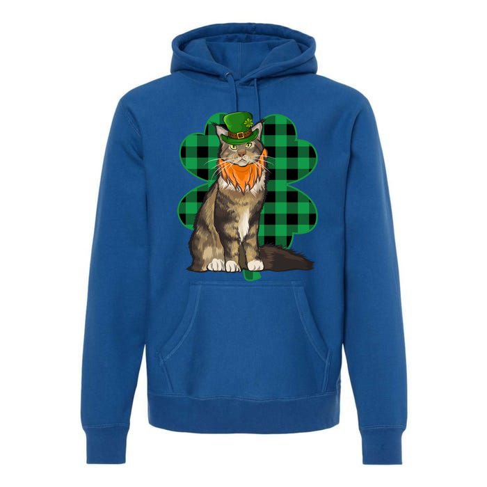 Maine Coon Leprechaun St Patricks Day Lucky Clover Gift Premium Hoodie