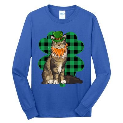 Maine Coon Leprechaun St Patricks Day Lucky Clover Gift Tall Long Sleeve T-Shirt