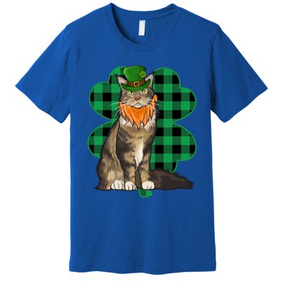 Maine Coon Leprechaun St Patricks Day Lucky Clover Gift Premium T-Shirt