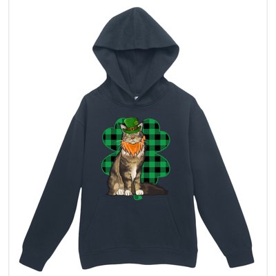 Maine Coon Leprechaun St Patricks Day Lucky Clover Gift Urban Pullover Hoodie