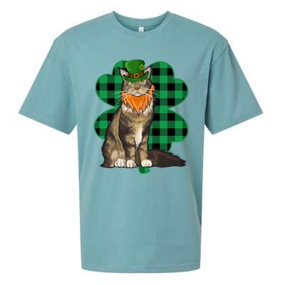 Maine Coon Leprechaun St Patricks Day Lucky Clover Gift Sueded Cloud Jersey T-Shirt