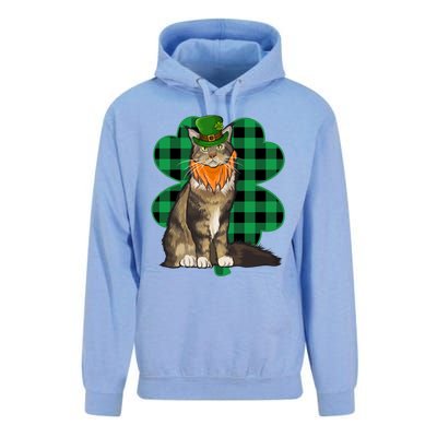 Maine Coon Leprechaun St Patricks Day Lucky Clover Gift Unisex Surf Hoodie