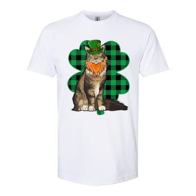 Maine Coon Leprechaun St Patricks Day Lucky Clover Gift Softstyle® CVC T-Shirt