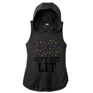 Messy Christmas Lights LetS Get Lit Funny Xmas Pajamas Cool Gift Ladies PosiCharge Tri-Blend Wicking Draft Hoodie Tank