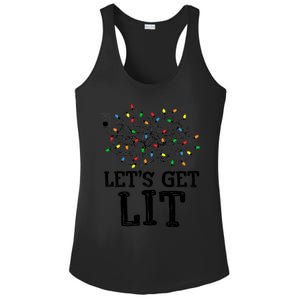 Messy Christmas Lights LetS Get Lit Funny Xmas Pajamas Cool Gift Ladies PosiCharge Competitor Racerback Tank