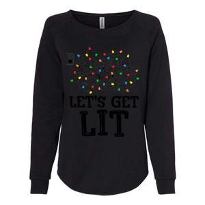 Messy Christmas Lights LetS Get Lit Funny Xmas Pajamas Cool Gift Womens California Wash Sweatshirt