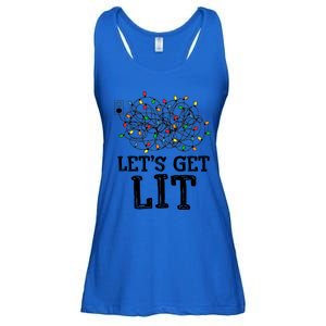 Messy Christmas Lights LetS Get Lit Funny Xmas Pajamas Cool Gift Ladies Essential Flowy Tank