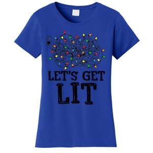 Messy Christmas Lights LetS Get Lit Funny Xmas Pajamas Cool Gift Women's T-Shirt