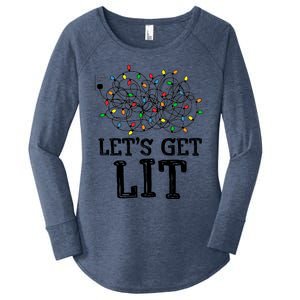 Messy Christmas Lights LetS Get Lit Funny Xmas Pajamas Cool Gift Women's Perfect Tri Tunic Long Sleeve Shirt