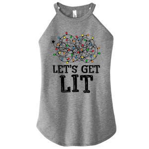 Messy Christmas Lights LetS Get Lit Funny Xmas Pajamas Cool Gift Women's Perfect Tri Rocker Tank