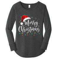 Merry Christmas Lights Red Santa Hat Xmas Family Women's Perfect Tri Tunic Long Sleeve Shirt