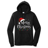 Merry Christmas Lights Red Santa Hat Xmas Family Women's Pullover Hoodie