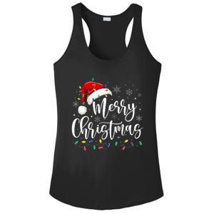 Merry Christmas Lights Red Santa Hat Xmas Family Ladies PosiCharge Competitor Racerback Tank