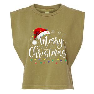 Merry Christmas Lights Red Santa Hat Xmas Family Garment-Dyed Women's Muscle Tee