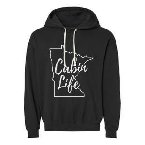 Minnesota Cabin Life Love Minnesota State Outline Garment-Dyed Fleece Hoodie