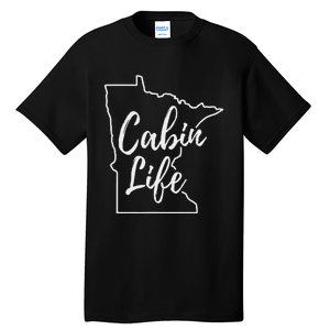 Minnesota Cabin Life Love Minnesota State Outline Tall T-Shirt