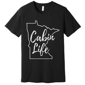 Minnesota Cabin Life Love Minnesota State Outline Premium T-Shirt