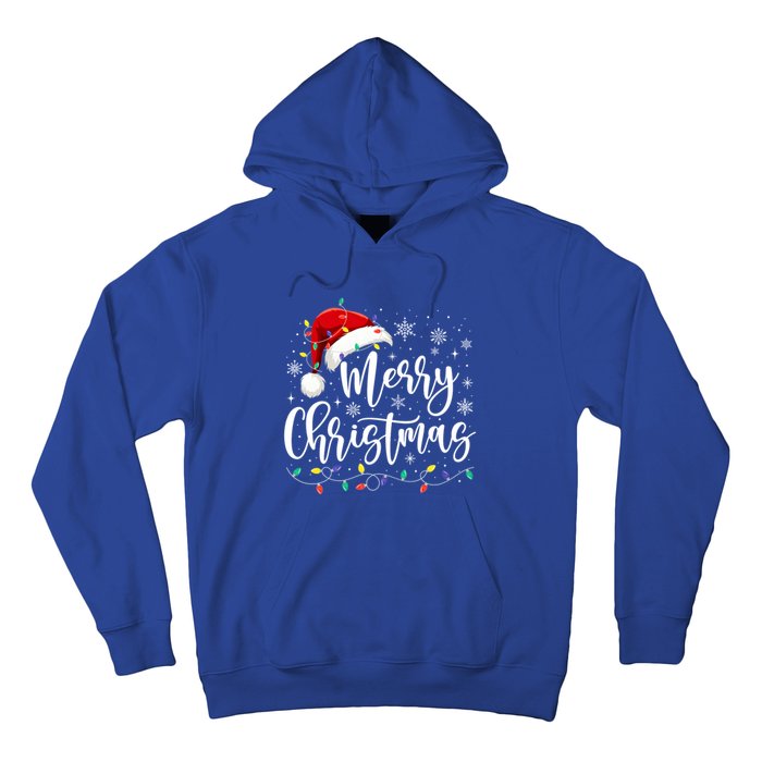 Merry Christmas Lights Red Santa Hat Xmas Family Gift Hoodie