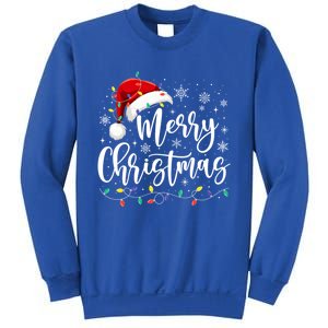 Merry Christmas Lights Red Santa Hat Xmas Family Gift Sweatshirt