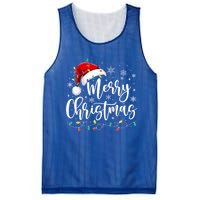 Merry Christmas Lights Red Santa Hat Xmas Family Gift Mesh Reversible Basketball Jersey Tank