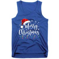 Merry Christmas Lights Red Santa Hat Xmas Family Gift Tank Top