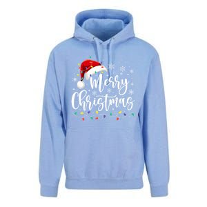 Merry Christmas Lights Red Santa Hat Xmas Family Gift Unisex Surf Hoodie