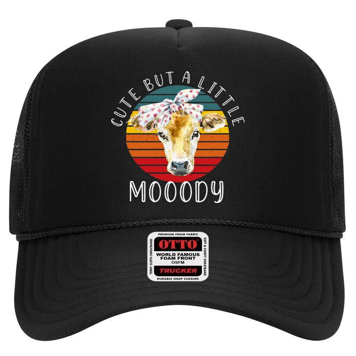 Moody Cow Lovers Farm Clothes Cow High Crown Mesh Back Trucker Hat