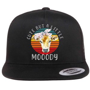 Moody Cow Lovers Farm Clothes Cow Flat Bill Trucker Hat