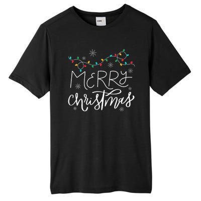 Merry Christmas Lights Red Santa Hat Xmas Family Tall Fusion ChromaSoft Performance T-Shirt