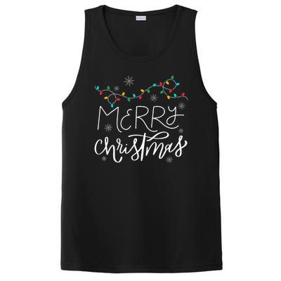 Merry Christmas Lights Red Santa Hat Xmas Family PosiCharge Competitor Tank