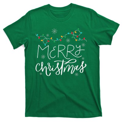 Merry Christmas Lights Red Santa Hat Xmas Family T-Shirt