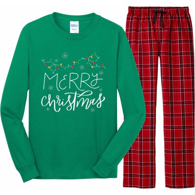 Merry Christmas Lights Red Santa Hat Xmas Family Long Sleeve Pajama Set