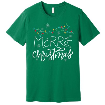 Merry Christmas Lights Red Santa Hat Xmas Family Premium T-Shirt