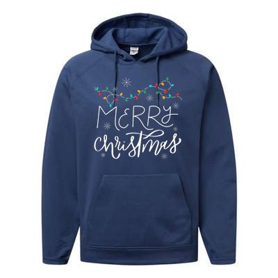 Merry Christmas Lights Red Santa Hat Xmas Family Performance Fleece Hoodie