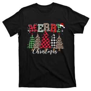 Merry Christmas Leopard Buffalo Red Plaid Hoodie T-Shirt