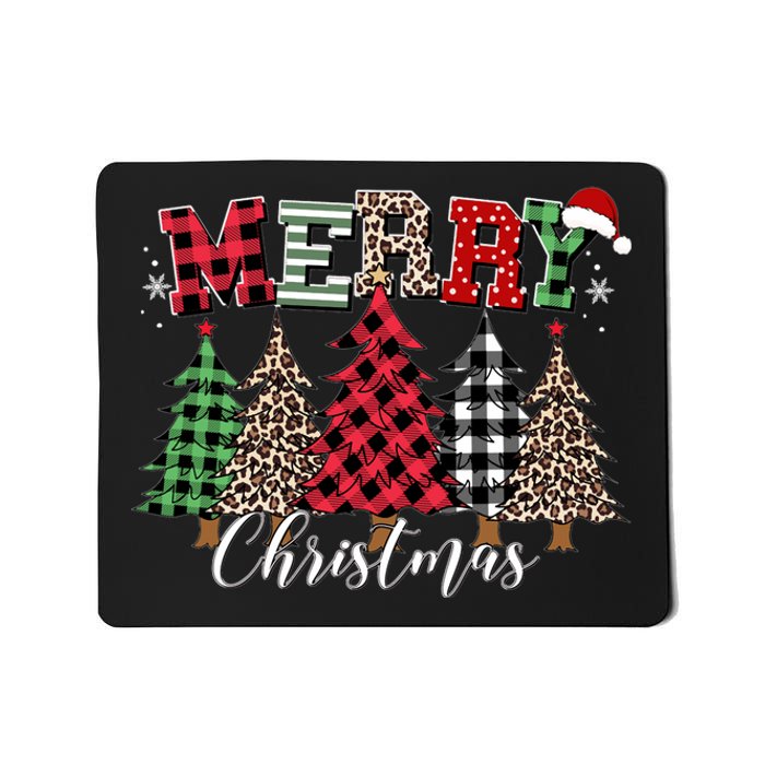 Merry Christmas Leopard Buffalo Red Plaid Hoodie Mousepad