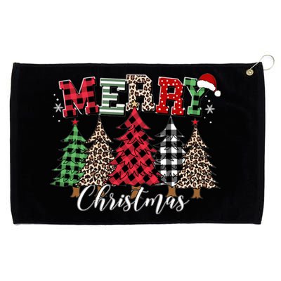 Merry Christmas Leopard Buffalo Red Plaid Hoodie Grommeted Golf Towel