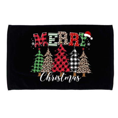 Merry Christmas Leopard Buffalo Red Plaid Hoodie Microfiber Hand Towel