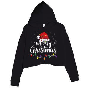 Merry Christmas Lights Red Santa Hat Xmas Family Crop Fleece Hoodie