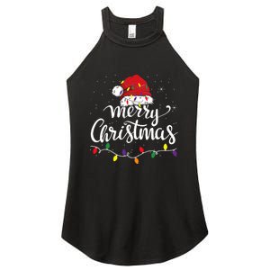 Merry Christmas Lights Red Santa Hat Xmas Family Women's Perfect Tri Rocker Tank