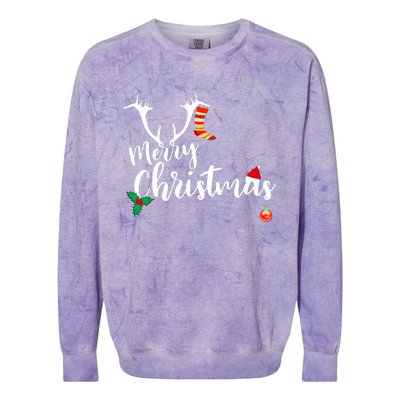 Merry Christmas Long Sleeve Colorblast Crewneck Sweatshirt