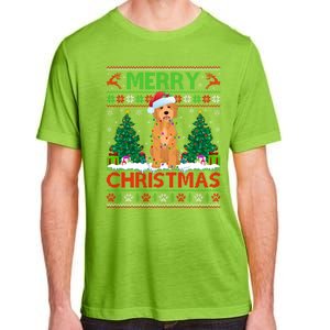 Merry Christmas Lighting Ugly Goldendoodle Christmas Adult ChromaSoft Performance T-Shirt